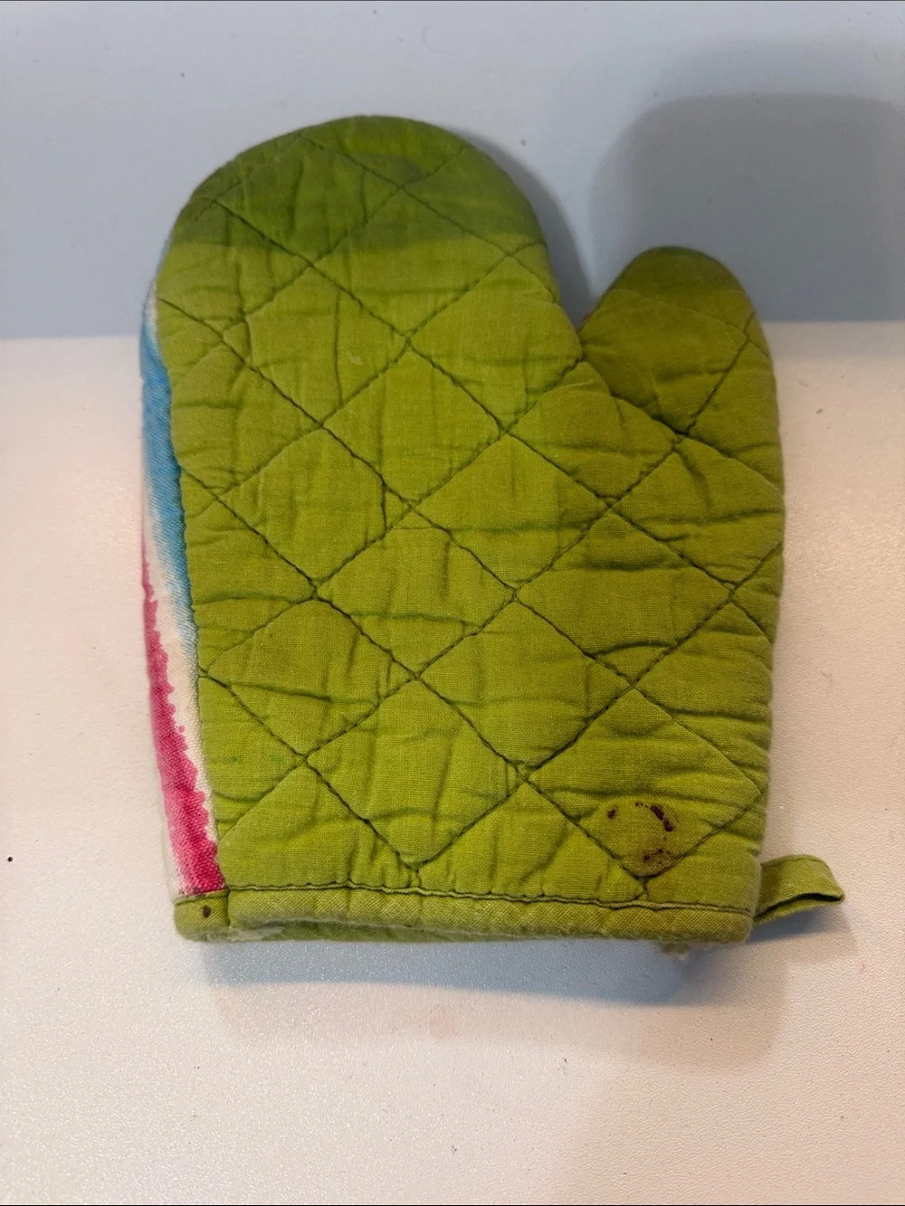 Striped Multicolor Oven Mitt - Green, Yellow, Blue, Pink